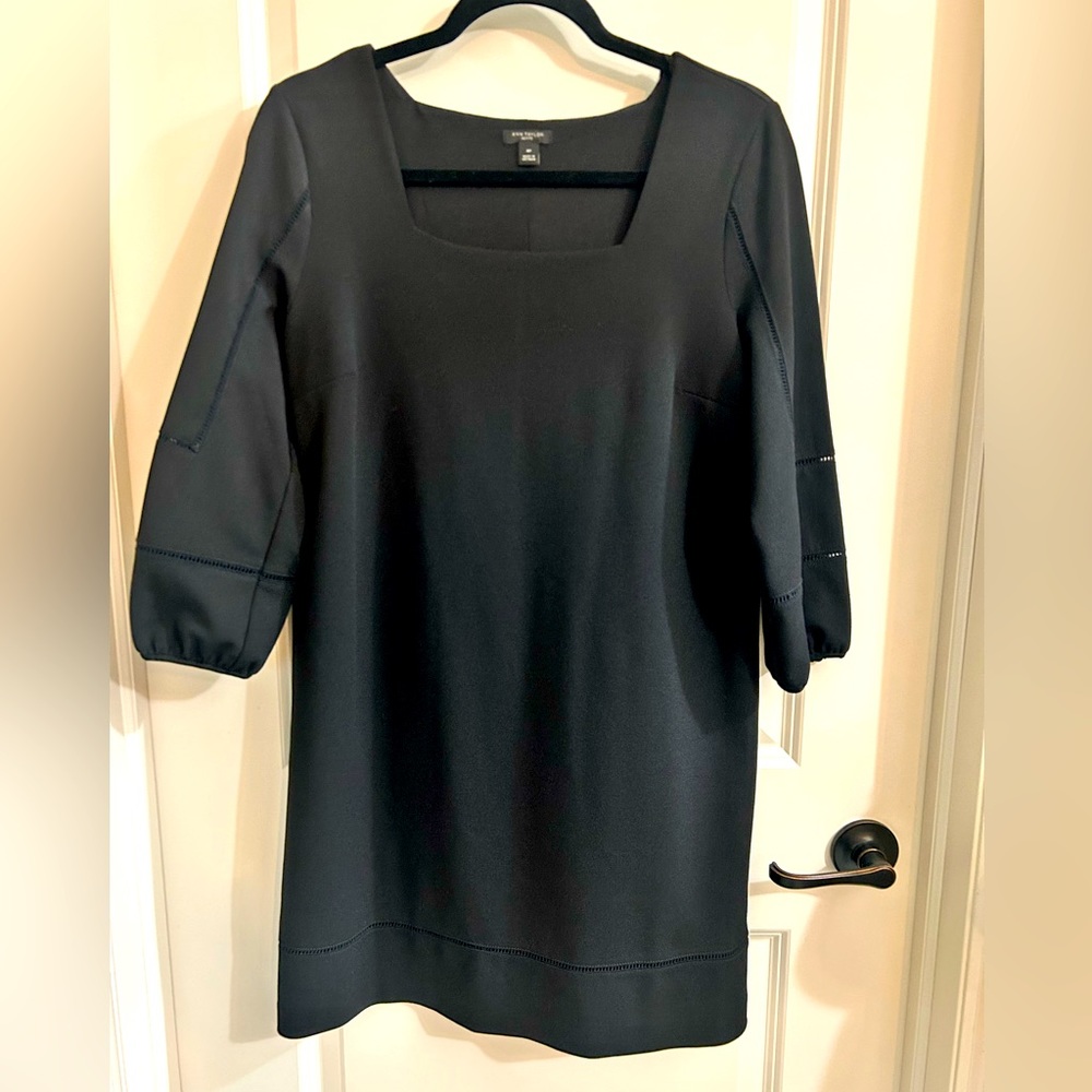 Ann Taylor Petite Black ¾ Lantern Sleeve Shift Dress Size MP